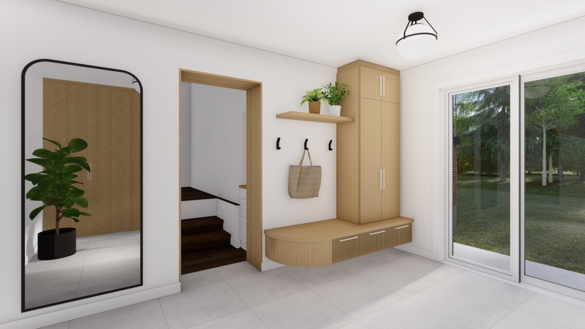 Réalisation L'Accueillante agrandissement entrée intérieur Struktura Design 2025